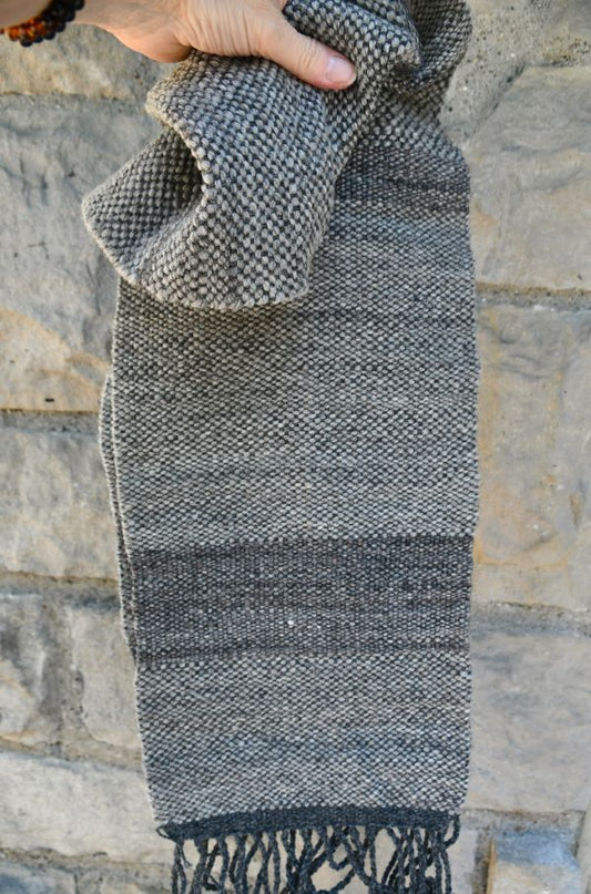 Winter's Day - Handspun wool scarf with Merino and Silk